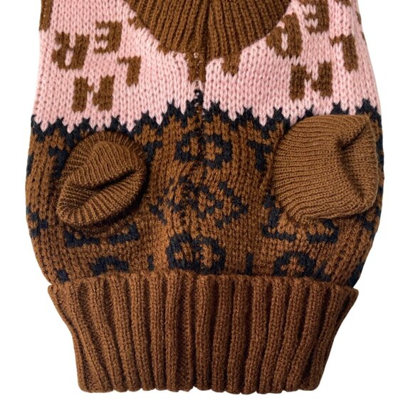 Turtleneck Pet Knit Sweater Brown Pink Acrylic Winter Vest XS Warm Wear - Picture 5 of 7